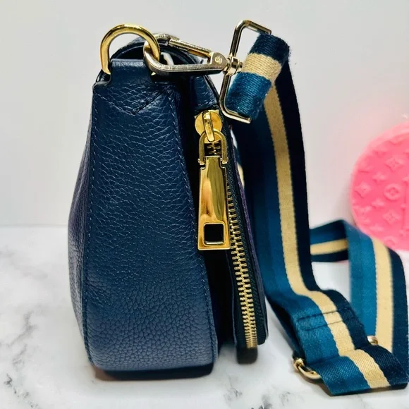 EUC Marc Jacobs Small Navy Blue Pebbled Leather Gotham Saddle Bag - Picture 10 of 15